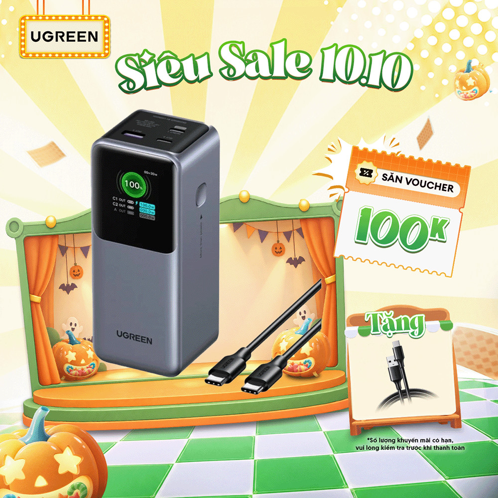 Pin sạc dự phòng Ugreen Nexode 100W/130W/165W/200W | Màn LED hiển thị cao cấp | Chính hãng - Bảo hàn