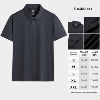 Áo Polo Nam tay ngắn Insidemen Regular Fit Polyester mặt vải trơn mát mịn thoáng khí mau khô IPS080AS1