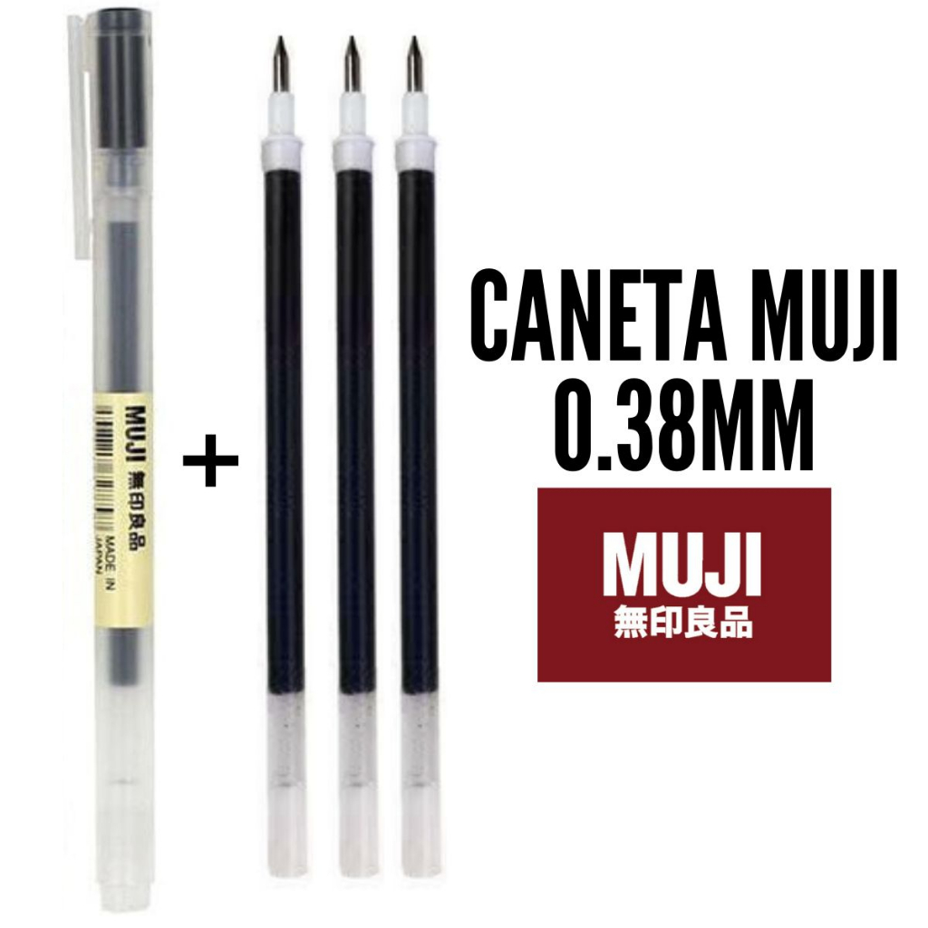 Bút Đen Muji Ngòi 0.38mm Đầu Mảnh + 3 Lõi Thay Thế
