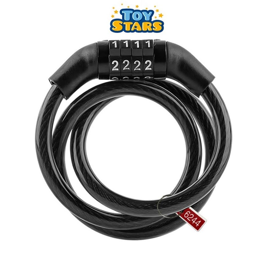 Khóa Dây Thép 4 Mã Số – Xe Đạp, Xe Máy, Siêu Bền, 1.2 Mét VP01 (Đen)