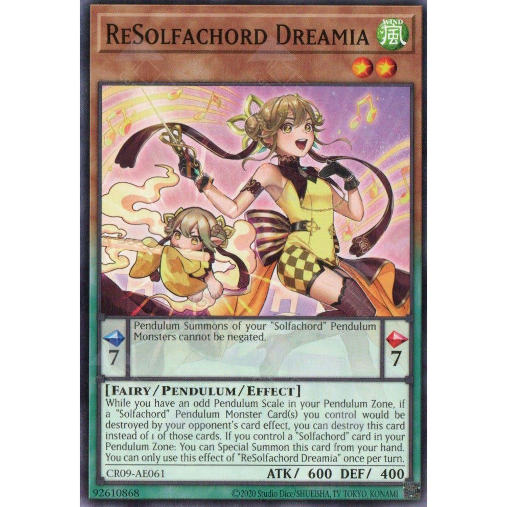 [ Bài Yugioh Chính Hãng ] CR09-AE061 ReSolfachord Dreamia - Common