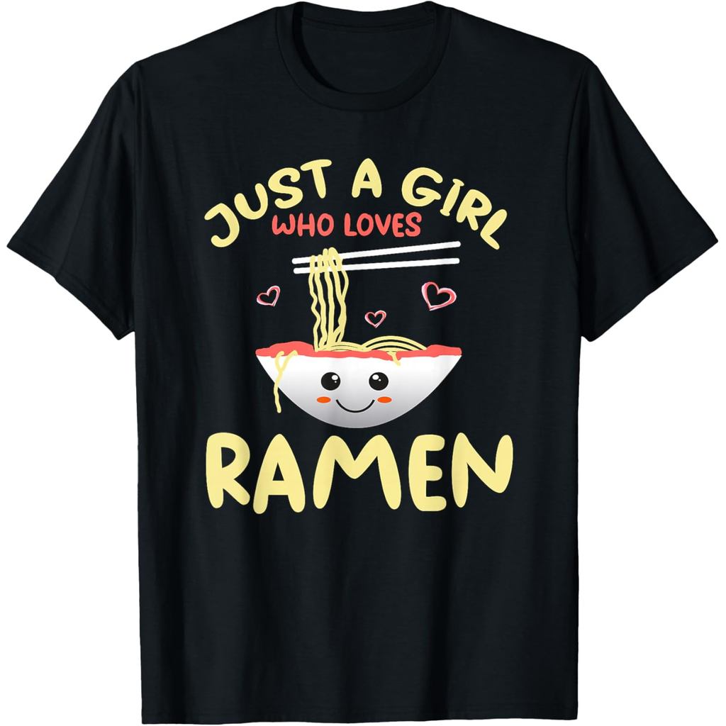 Áo thun cotton nam Just A Girl Who Loves Ramen Mì dễ thương Bát Áo thun cotton tay ngắn chất lượng c