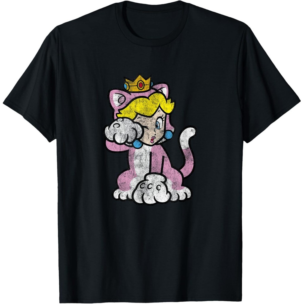 Áo thun chân dung mèo đào Super Mario 3D Bowser 'S Fury Princess Peach Cat