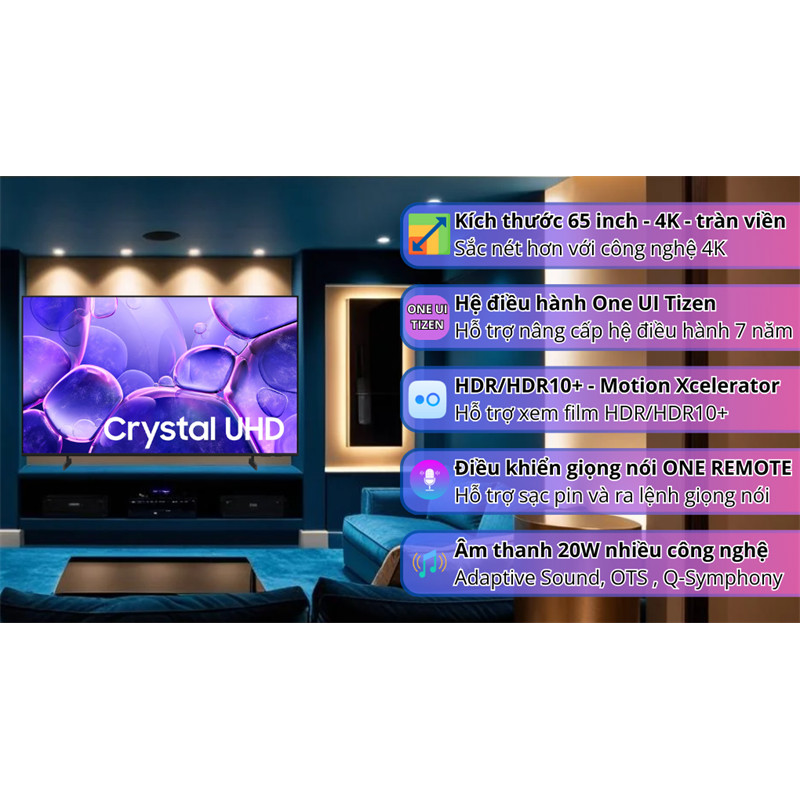 Smart Tivi Crystal UHD Samsung 4K 65 inch 65U8500F - Mới 2025 (Like New) - Bảo Hành Chính Hãng