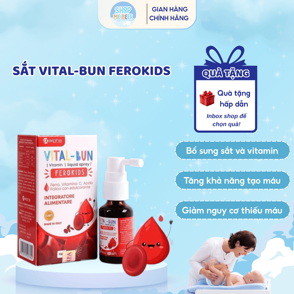 Sắt Vital-Bun Ferokids Chính Hãng Italia - Giải Pháp Tối Ưu Phòng Ngừa Thiếu Máu Do Thiếu Sắt Cho Tr
