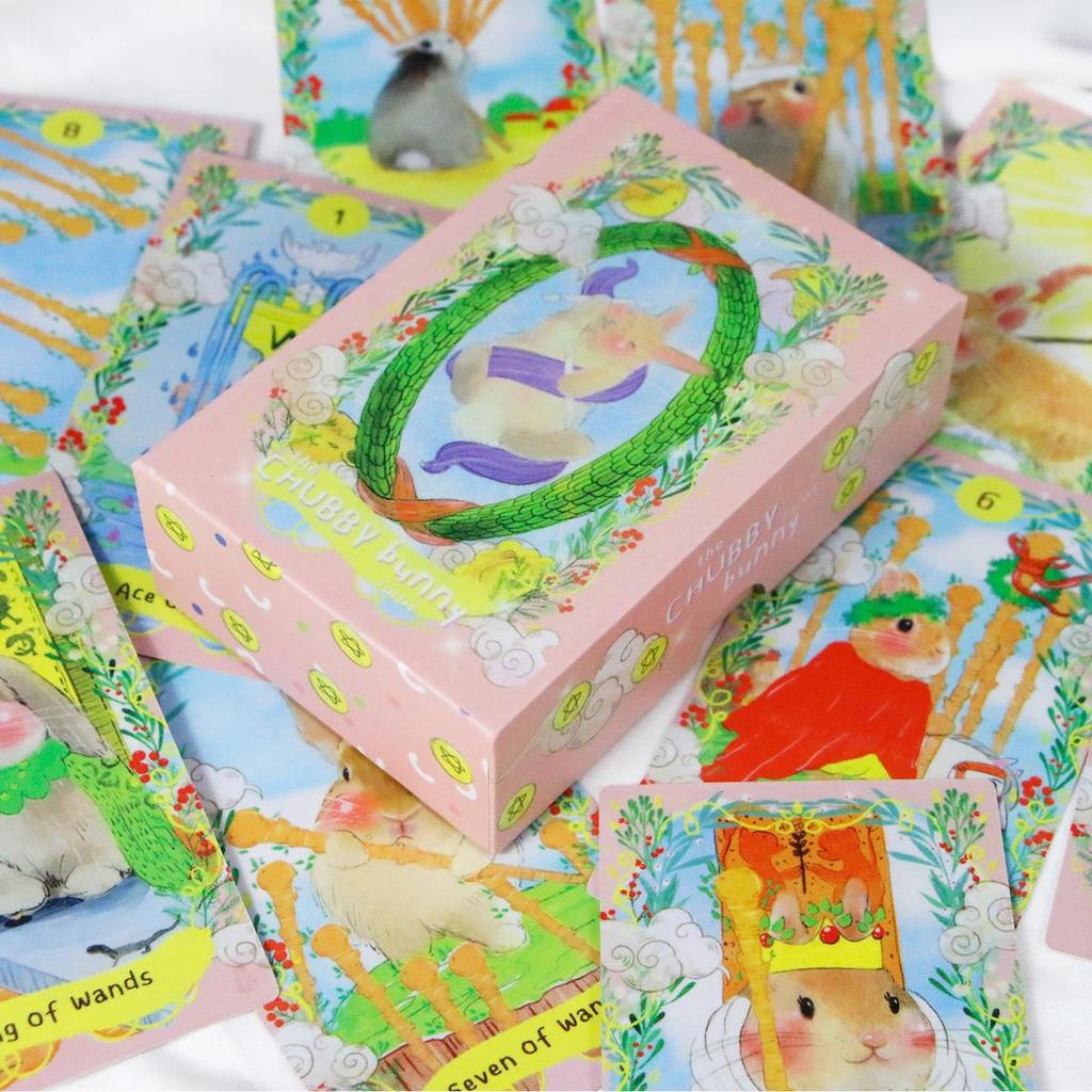 Chubby Bunny Tarot 12 * 7cm Bộ bài 78 lá kèm theo những chú thỏ dễ thương 2,75 X 4.75 '' Hộp cứng đó