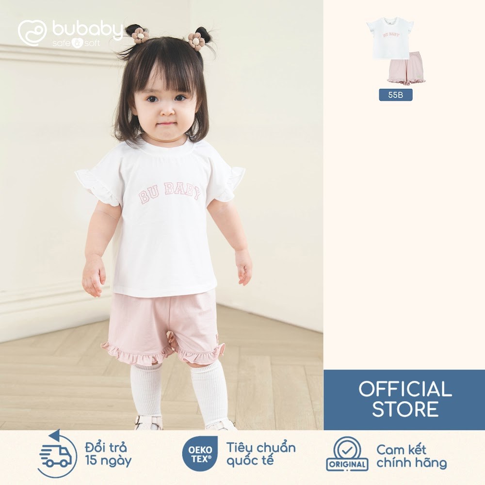 BU Baby Bộ cộc tay cổ tròn bé gái xinh yêu mầu sang trọng từ 7 đến 23 kg | Quần áo trẻ em cao cấp mềm mịn | SBC130428