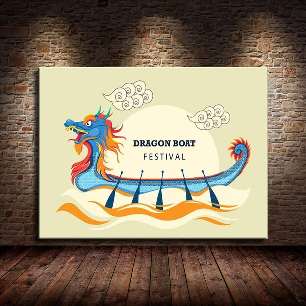 Lễ hội thuyền rồng Tranh vải Hồi giáo Áp phích hiện đại In ảnh nghệ thuật treo tường Trang trí phòng