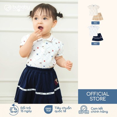BU Baby Bộ cộc tay cổ Polo kèm chân váy sang xinh yêu | Quần áo sơ sinh cao cấp mềm mịn | PPN1303VY