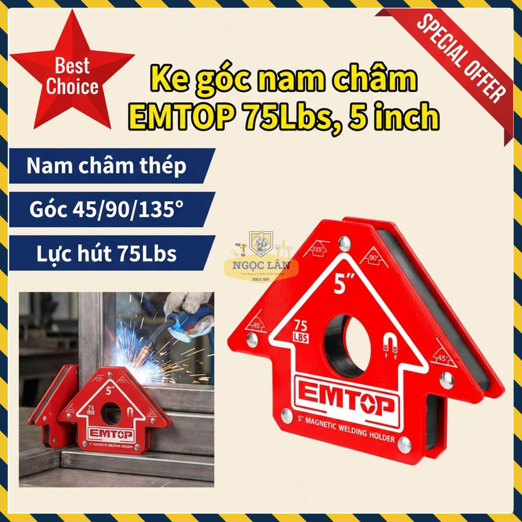 Ke Góc Nam Châm EMTOP 75Lbs, 5 Inch Đa Năng