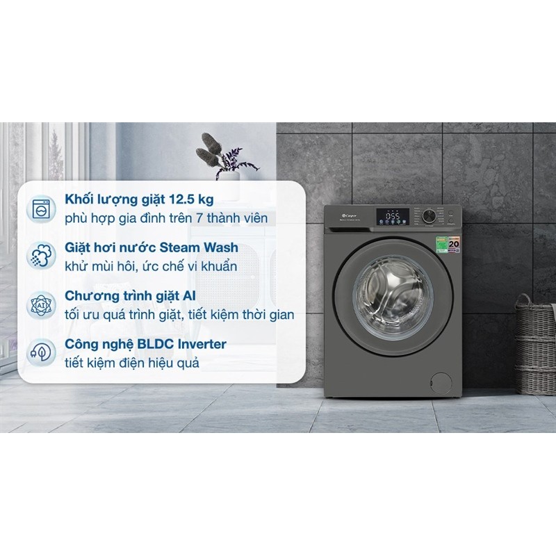 Máy giặt Casper Inverter 12.5 kg WF-D125VGR1 2024 Hãng bảo hành