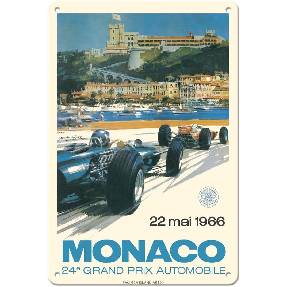 24th Monaco Grand Prix 1966 Circuit de Monaco Vintage Car Racing Poster của Michael Turner 8 x 12 in