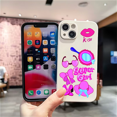 Suntaiho Girly Pop Thời Trang Matte Đen In Hình Chống Sốc TPU Dành Cho iPhone 17 16 15 14 13 12 11 X XS XR Pro Max Plus