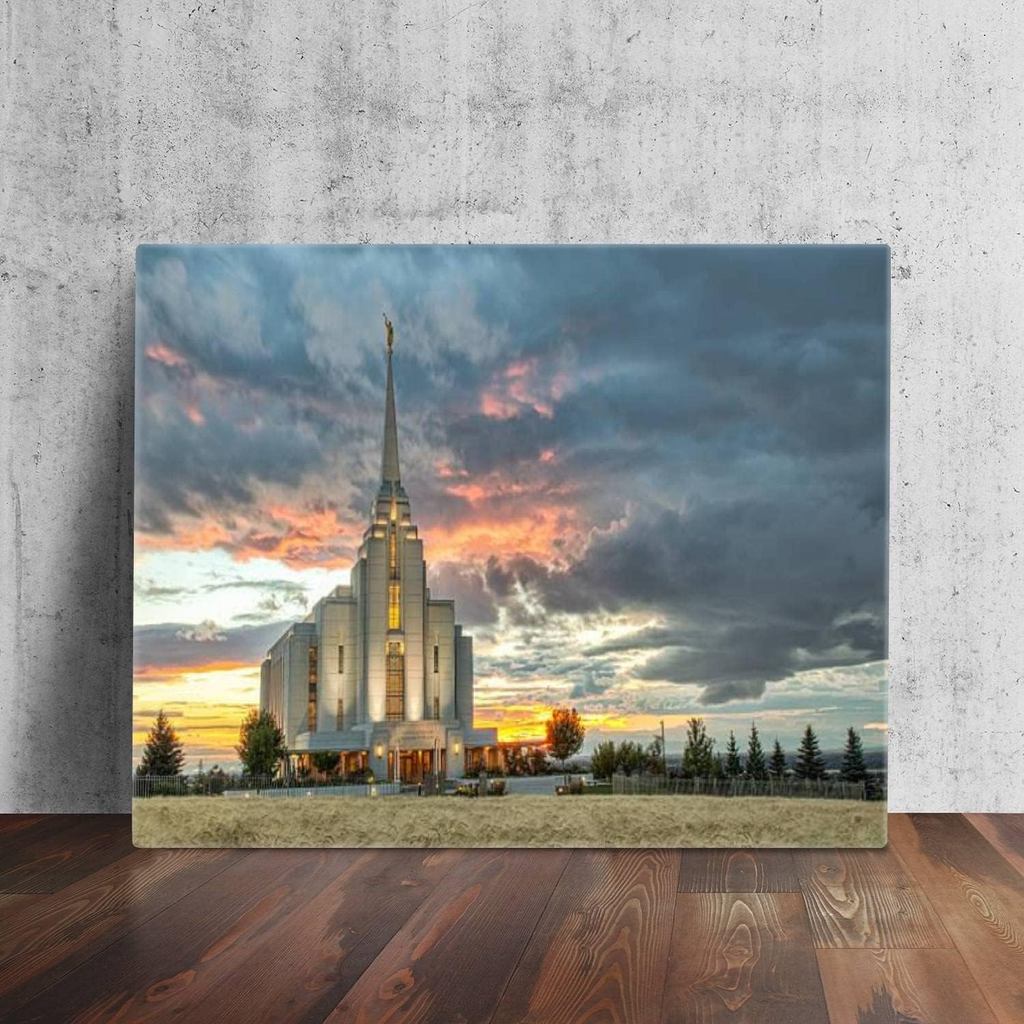 Tranh Nghệ Thuật Treo Tường Hình Ảnh Rexburg Idaho Đền Thu Hoạch Hoàng Hôn Đóng Khung Poster In Hình