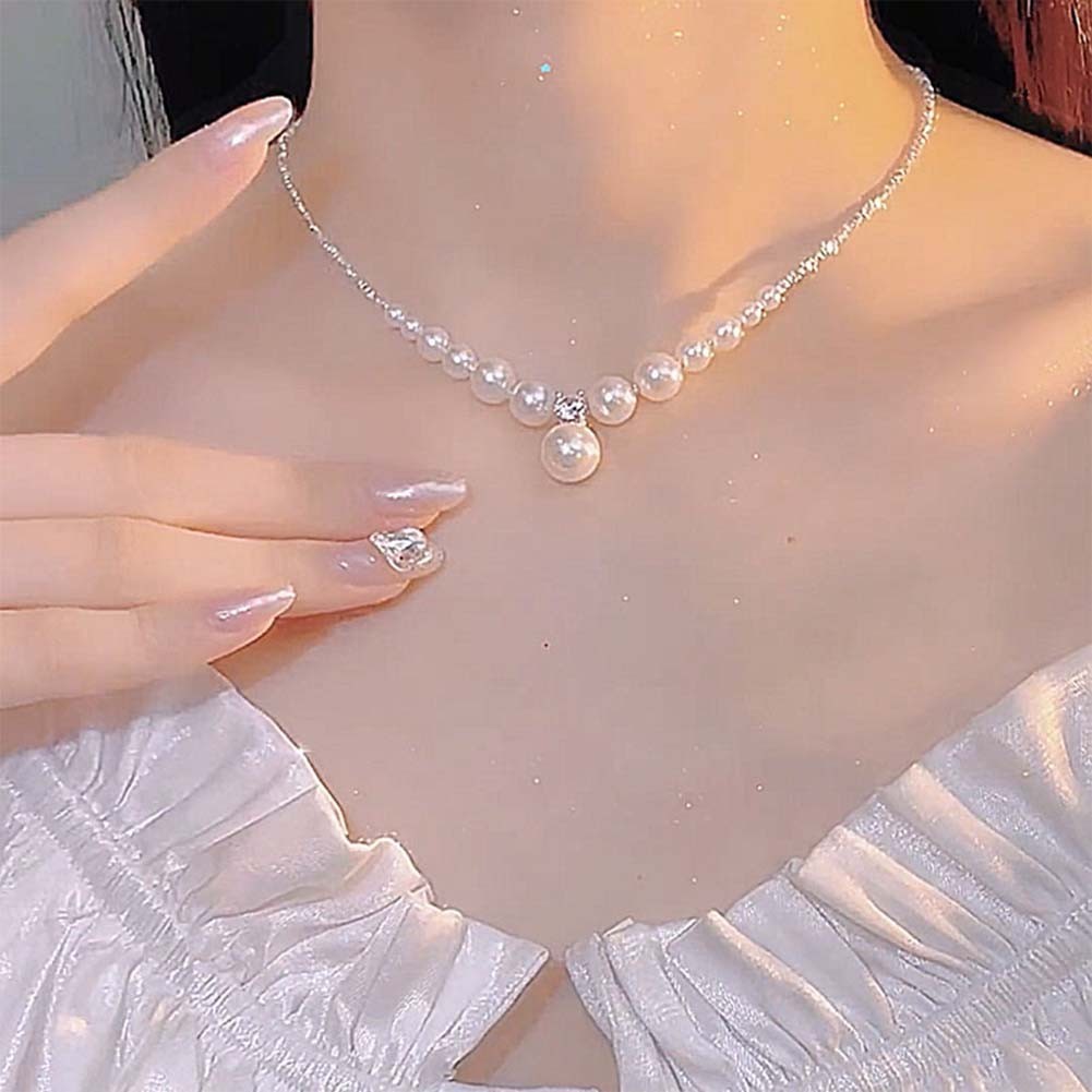 Pearl Droplet Bead Collarbone Chain Versatile Necklace