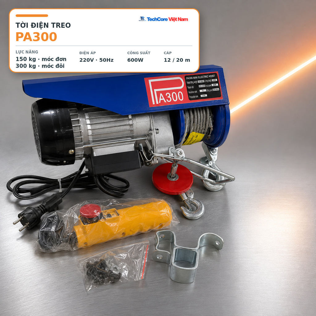 Tời Điện Treo PA300 PA400 PA600 220V Cho Gia Đình Và Công Trình