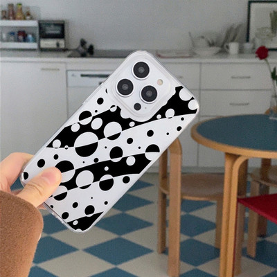 Suntaiho Chấm Bi Hình Học Trong Suốt Ốp Lưng In Hình TPU Chống Sốc Cho iPhone 17 16 15 14 13 12 11 X XS XR Pro Max Plus