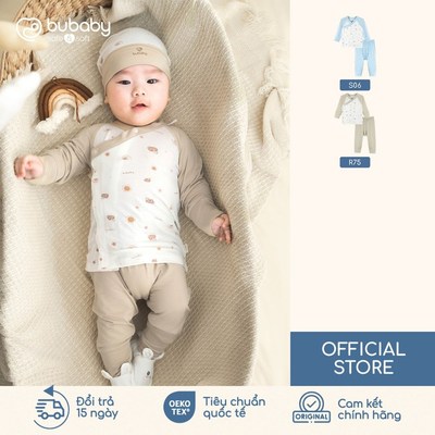 BU Baby Siro Bộ dài tay cài chéo Little Rainbow bé trai bé gái newborn | Quần áo sơ sinh cao cấp mềm mịn | IVS110802