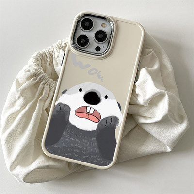 Suntaiho Dễ Thương Otter Hoạt Hình Matte Đen In Hình Chống Sốc TPU Dành Cho iPhone 17 16 15 14 13 12 11 X XS XR Pro Max Plus
