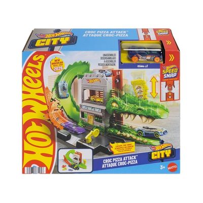 Đồ Chơi Mô Hình City Trận Chiến Tiệm Pizza Cá Sấu HOT WHEELS JHL93/HDR29