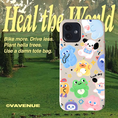 Suntaiho Động Vật Dễ Thương Doodle Pastel Màu Hồng In Hình TPU Chống Sốc Cho iPhone 17-11 X XS XR Pro Max Plus