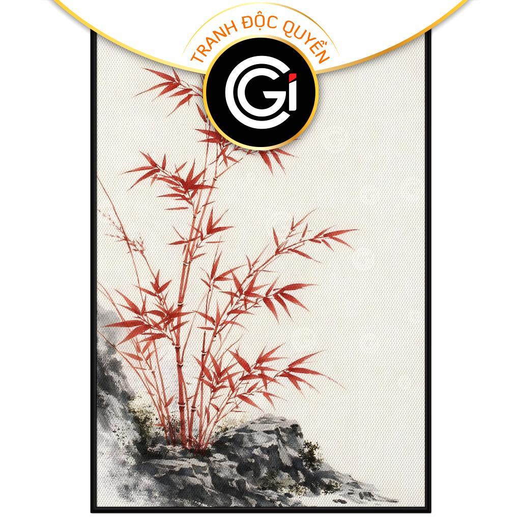 Tranh Cây Tre Đỏ Trên Đá.  CGI-3185
