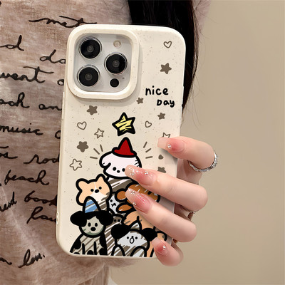 Suntaiho Cute Puppy Cartoon Speckked Pink In hình TPU chống sốc cho iPhone 17-11 X XS XR Pro Max Plus