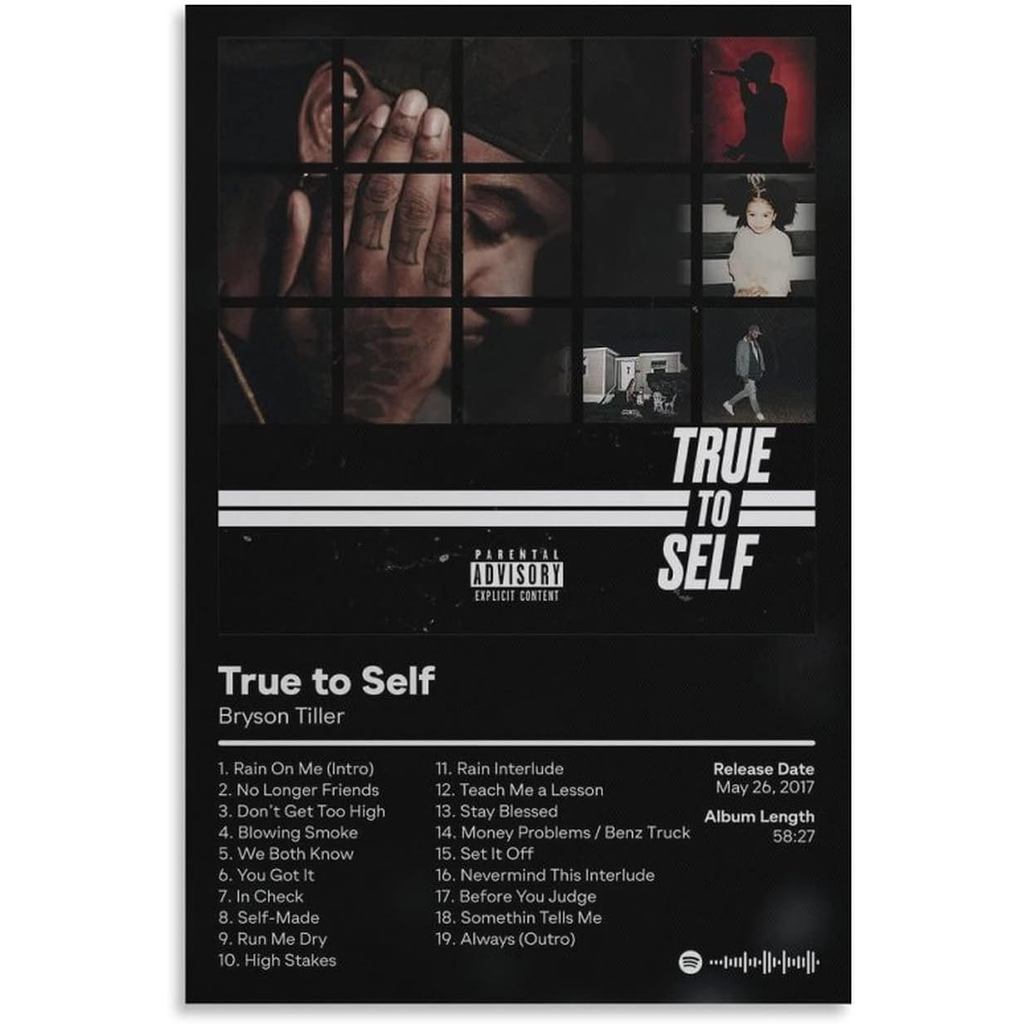 Bryson Tiller True To Self Canvas Poster Trang Trí Phòng Ngủ Phong Cảnh Văn Phòng Lễ Tình Nhân Sinh 