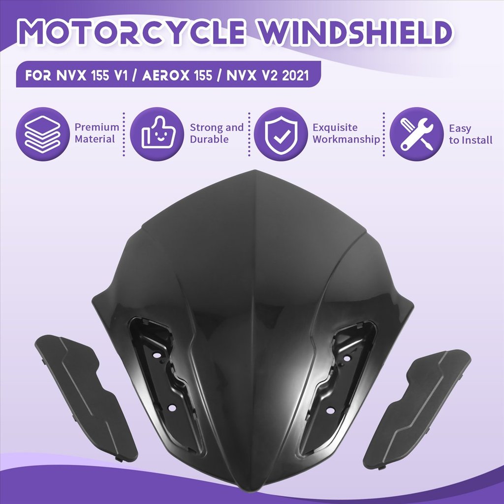 VISER Tấm che kính chắn gió xe máy cho Yamaha NVX 155 V1 / Aerox 155 / NVX V2 2021 Đen