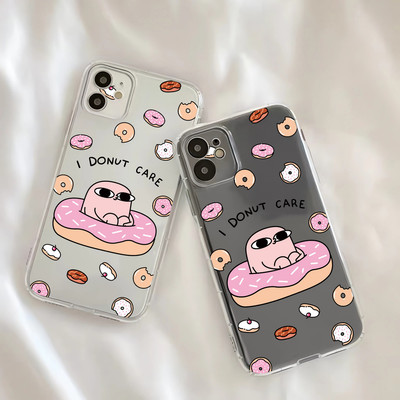 Suntaiho Dễ Thương Donut Hoạt Hình Trong Suốt Ốp Lưng In Hình Chống Sốc TPU Dành Cho iPhone 17 16 15 14 13 12 11 X XS XR Pro Max Plus