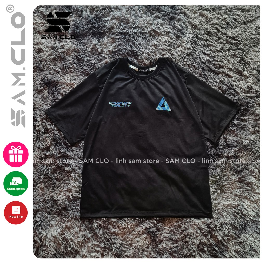 Áo thun tay lỡ freesize nữ - phông form rộng Unisex, mặc lớp, nhóm, cặp hình chữ A lửa xanh 4AM studio màu đen