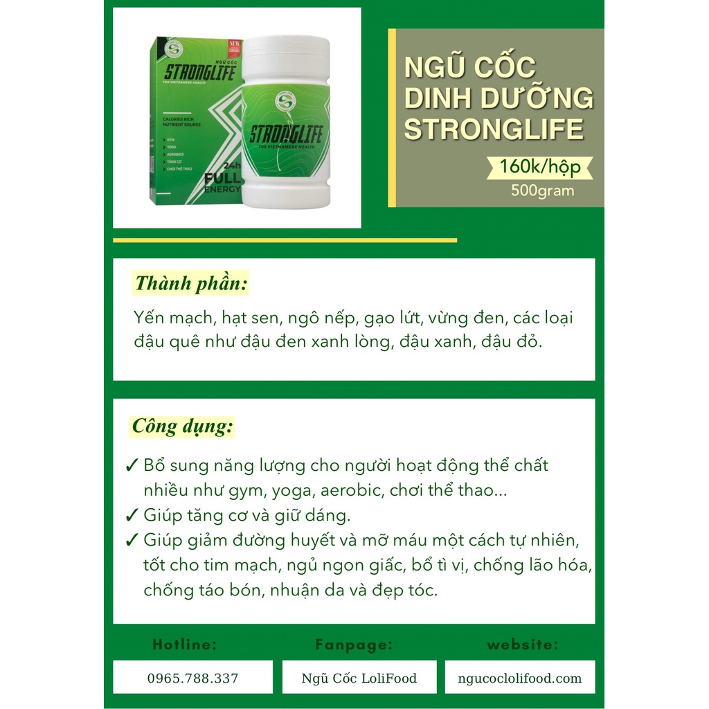 BỘT NGŨ CỐC DINH DƯỠNG CAO CẤP LOLIFOOD STRONGLIFE BỔ SUNG DINH DƯỠNG CHO NGƯỜI TẬP GYM, YOGA GIÚP TĂNG CƠ | LOLIFOOD