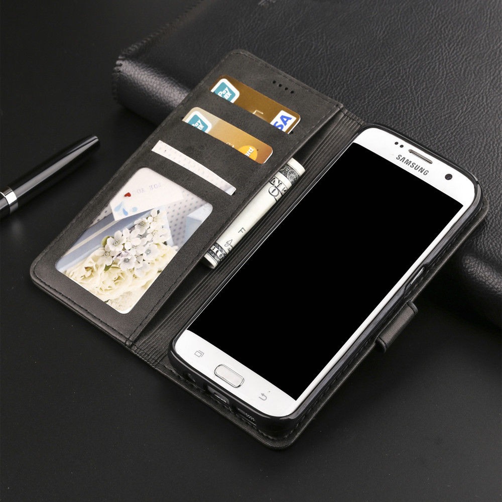 Ốp lưng da PU kèm ngăn đựng thẻ dành cho điện thoại Samsung Galaxy S6 S6edge S7 S8 S9+ S7edge | BigBuy360 - bigbuy360.vn