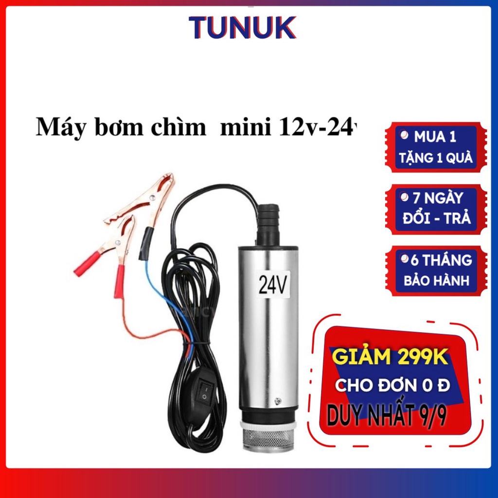 Bơm dầu 12v TUNUK máy bơm chìm mini dầu diezel thủy lực nước 12v 24v motor lõi đồng