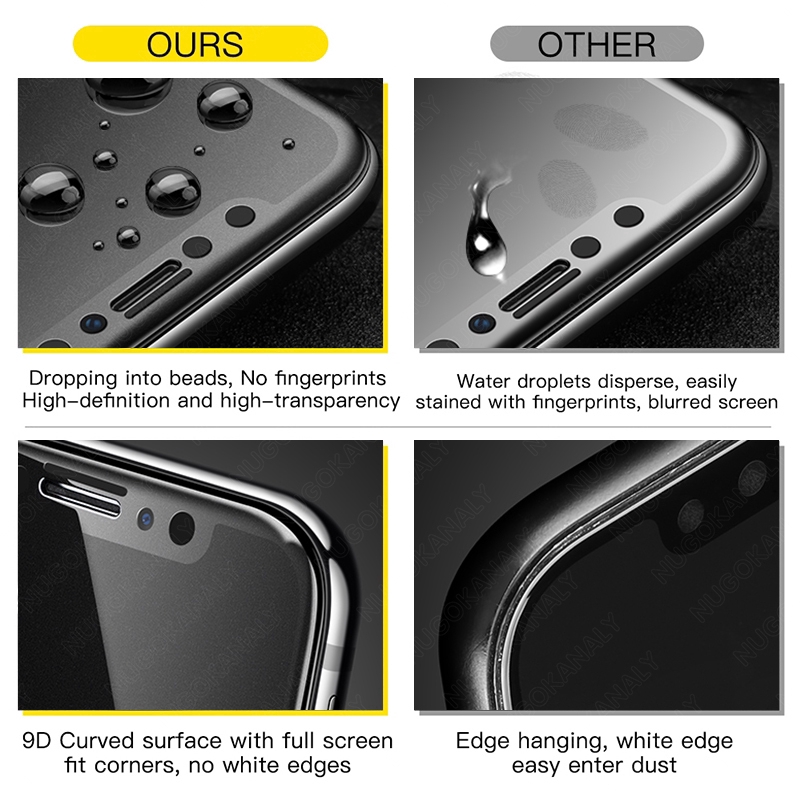 Kính cường lực chống vân tay thích hợp cho iPhone 14 Plus 13 12 mini 14 13 12 11 Pro Max X XR XS 8 7 6 6s Plus SE 2020