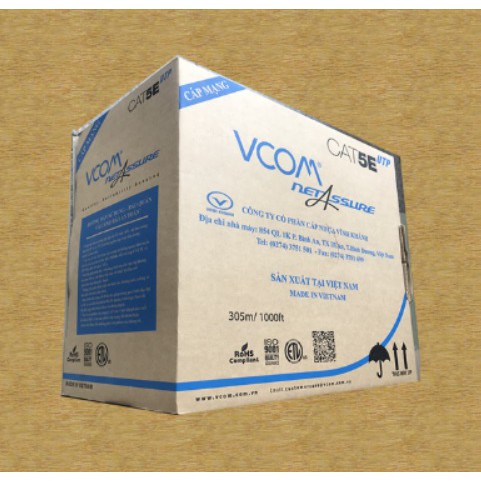 CÁP MẠNG VCOM CAT5E UTP VỎ PVC - THÙNG 305 MÉT