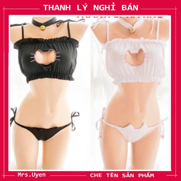 Bộ đồ ngủ cosplay full phụ kiện set miêu nữ sexy, bikini mèo đen gợi cảm, nóng bỏng, lolita chip | BigBuy360 - bigbuy360.vn