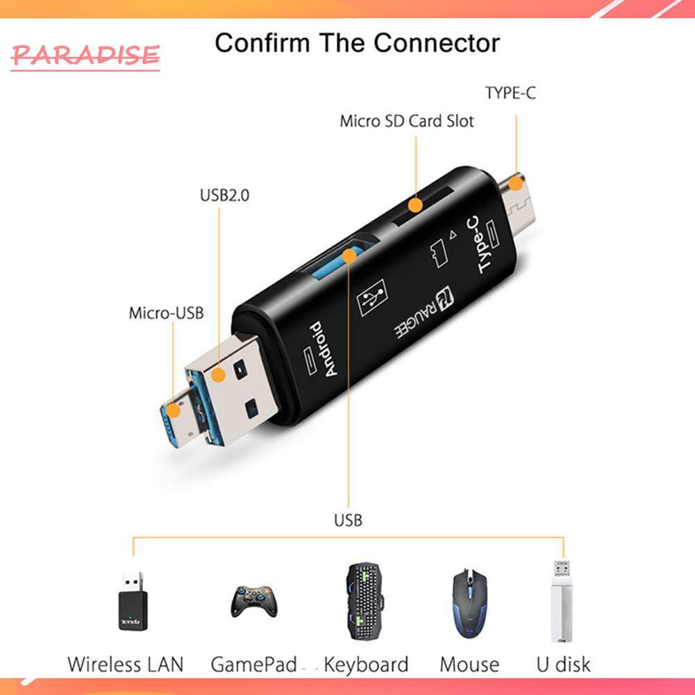 Đầu Đọc Thẻ Nhớ Micro Usb Otg 5 Trong 1 Cho Điện Thoại Laptop | BigBuy360 - bigbuy360.vn
