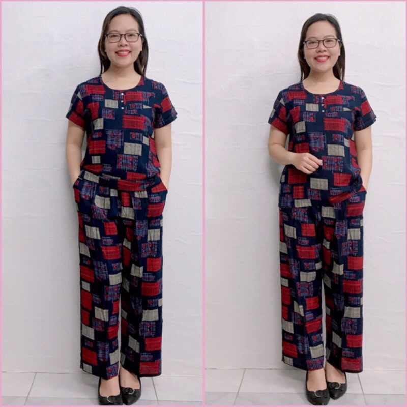 Bộ Lanh Dài Trung Niên - Bộ Quần Dài Áo Cộc Dành Cho Mẹ Cho Bà