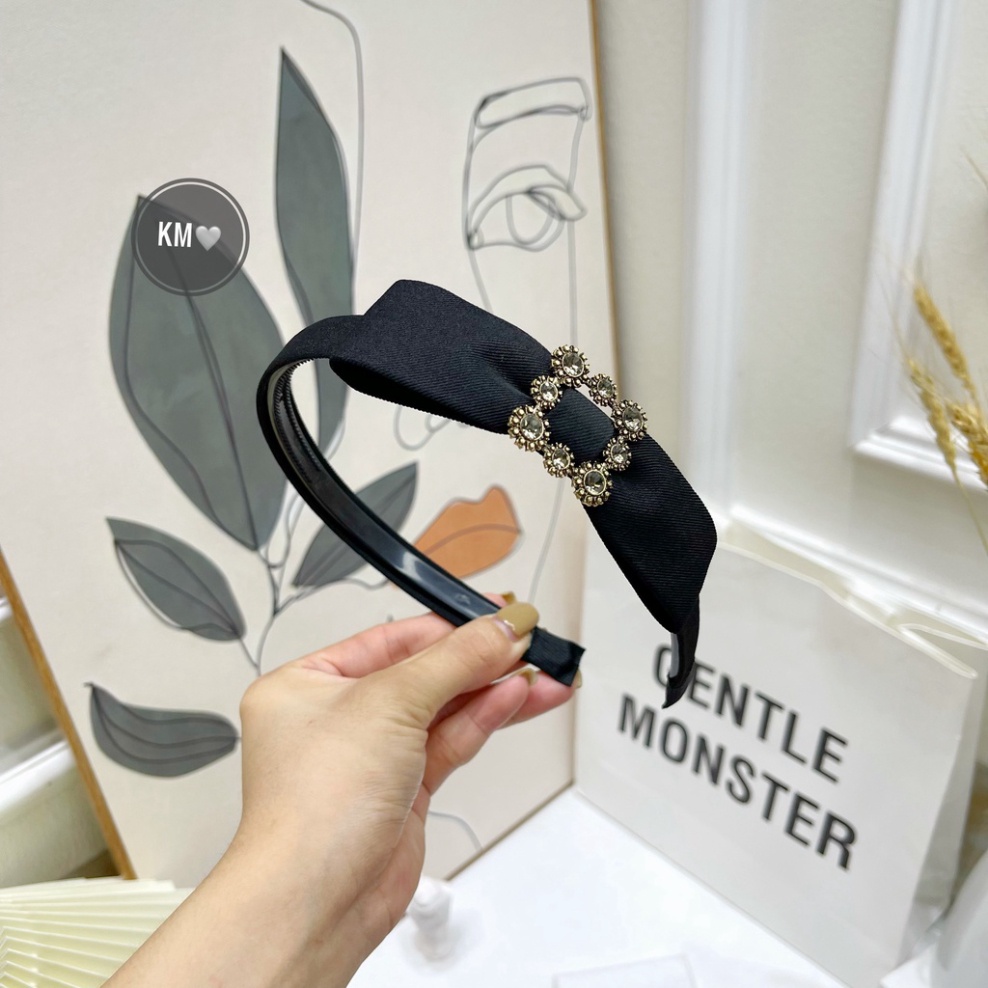 Bờm Nơ Đá Cao Cấp ❤️Freeship❤️Cài Tóc Nơ Đá Mới Nhất 2021, 2 Màu Be và Đen Cực Xinh và Sang Chảnh
