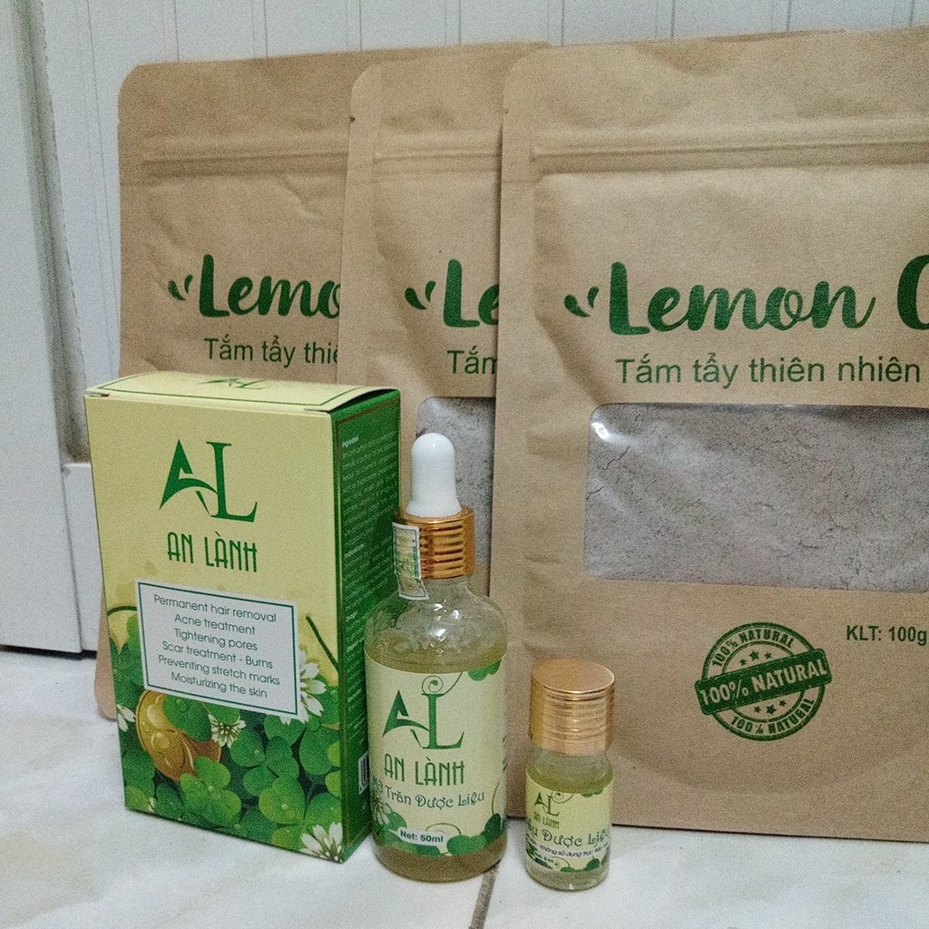 Combo viêm nang lông gồm mỡ trăn An Lành và tắm tẩy thiên nhiên Lemon C (3 gói)