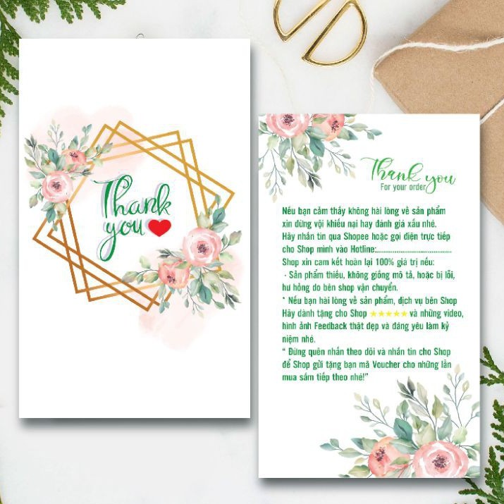 MIỄN PHÍ THIẾT KẾ  200 THANK YOU CARD/THIỆP CẢM ƠN GIÁ RẺ - PHONG CÁCH HOT TREND VINTAGE