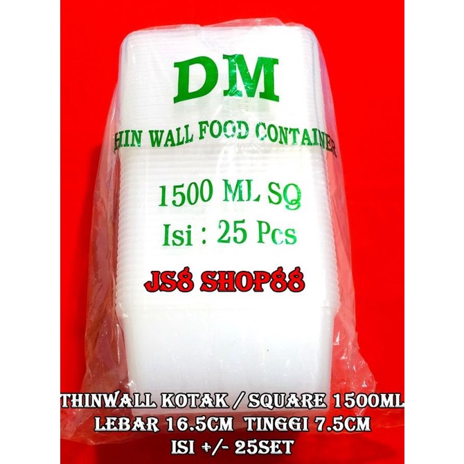 (Gói) Hộp Hình Vuông / Vuông / Vuông (Sq) + Nắp 1500Ml Dm