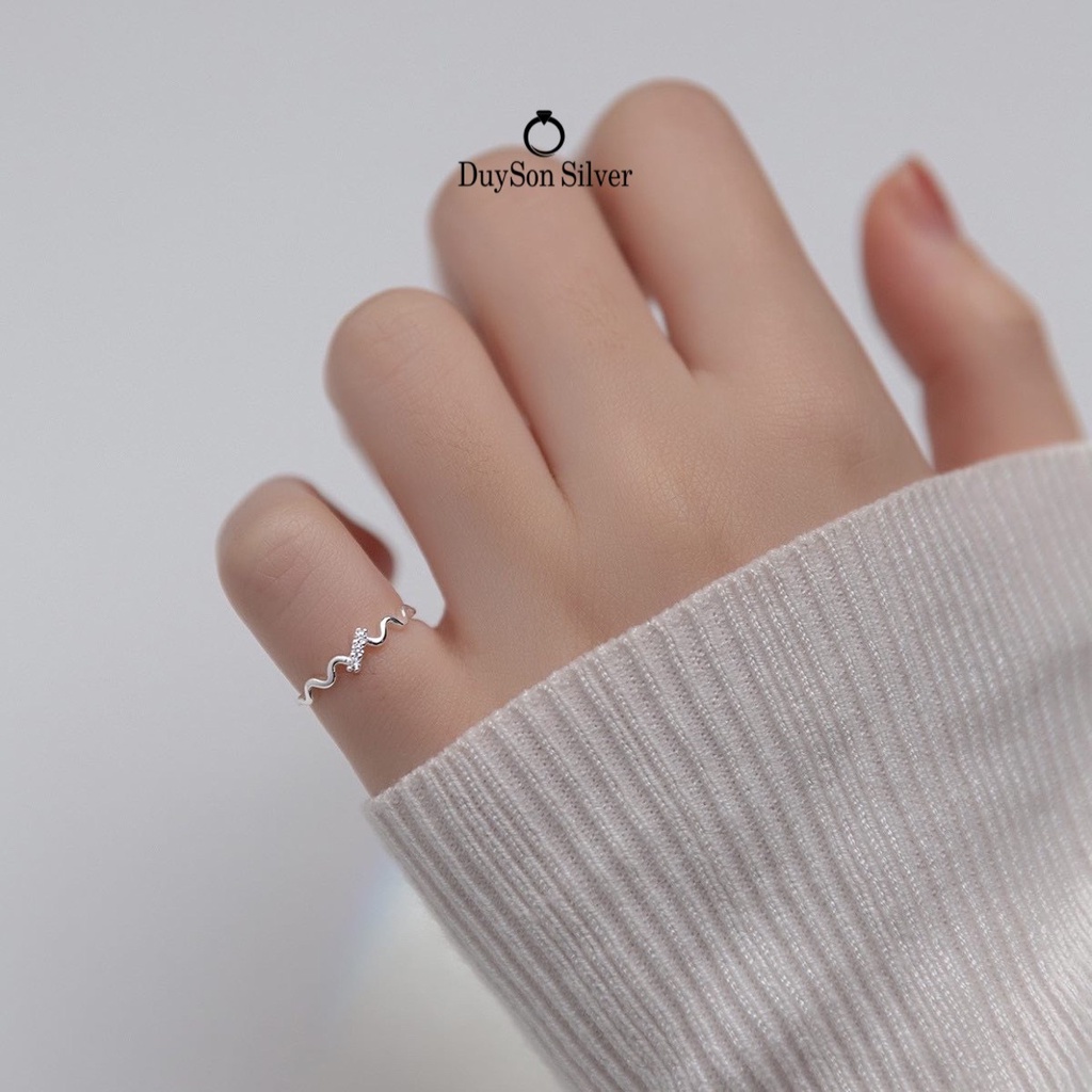 Nhẫn bạc nữ đeo ngón út dạng sóng, nhẫn tự điều chỉnh size DUYSON SILVER [NFKX5]