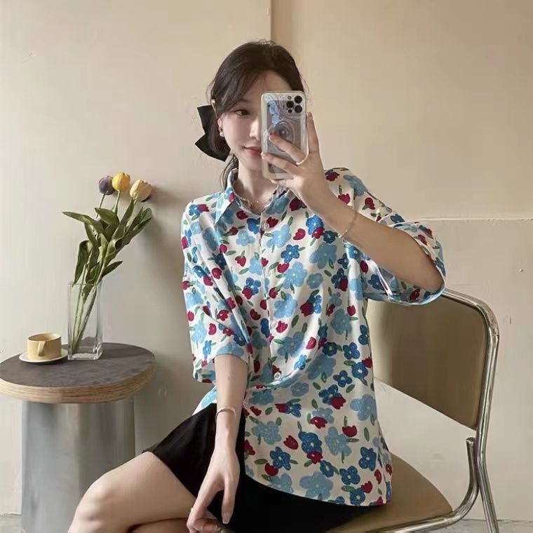 Áo Sơ Mi Hoa Tay Ngắn Dáng Rộng Thiết Kế Mới Thời Trang Mùa Hè Dành Cho Nữ