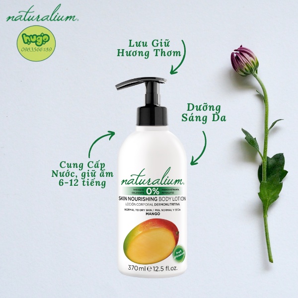 Sữa Dưỡng Thể Naturalium Body Lotion Hương Xoài Thiên Nhiên Làm Sáng Da xuất xứ Tây Ban Nha 370ml Hugo Shop