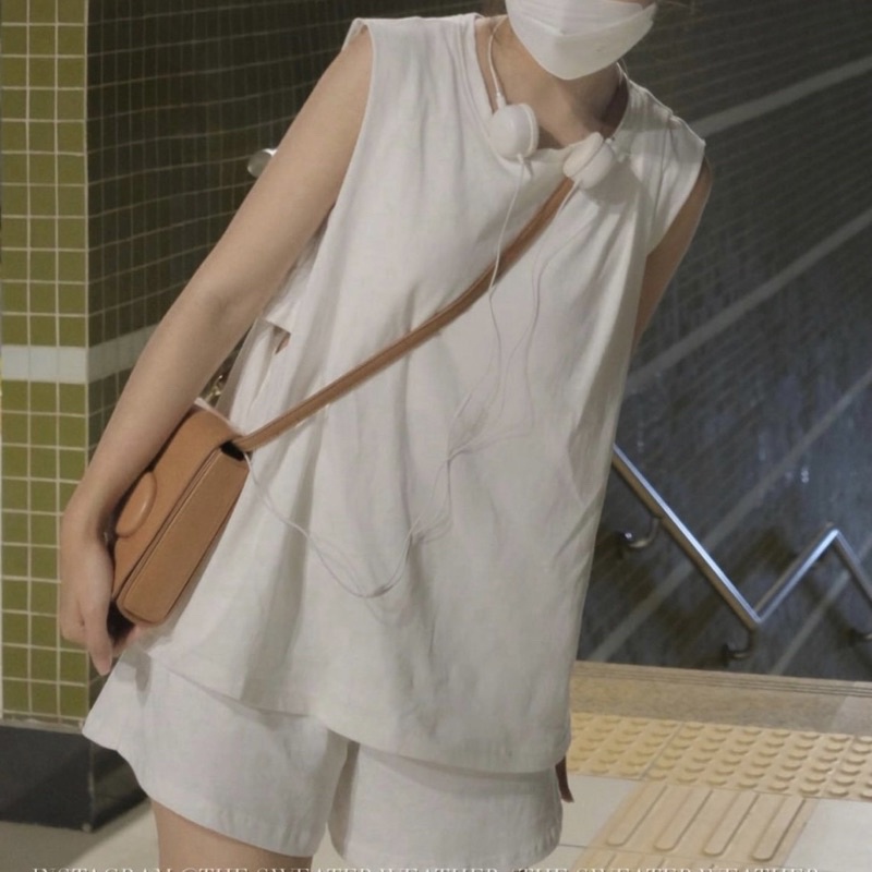 Bộ tanktop áo ba lỗ kèm bra quây quần đùi sooc chất cotton in quả cherry