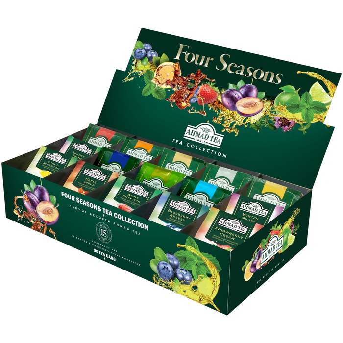 HỘP QUÀ - HỘP TRÀ AHMAD TEA FOUR SEASONS 15 VỊ, 90 GÓI