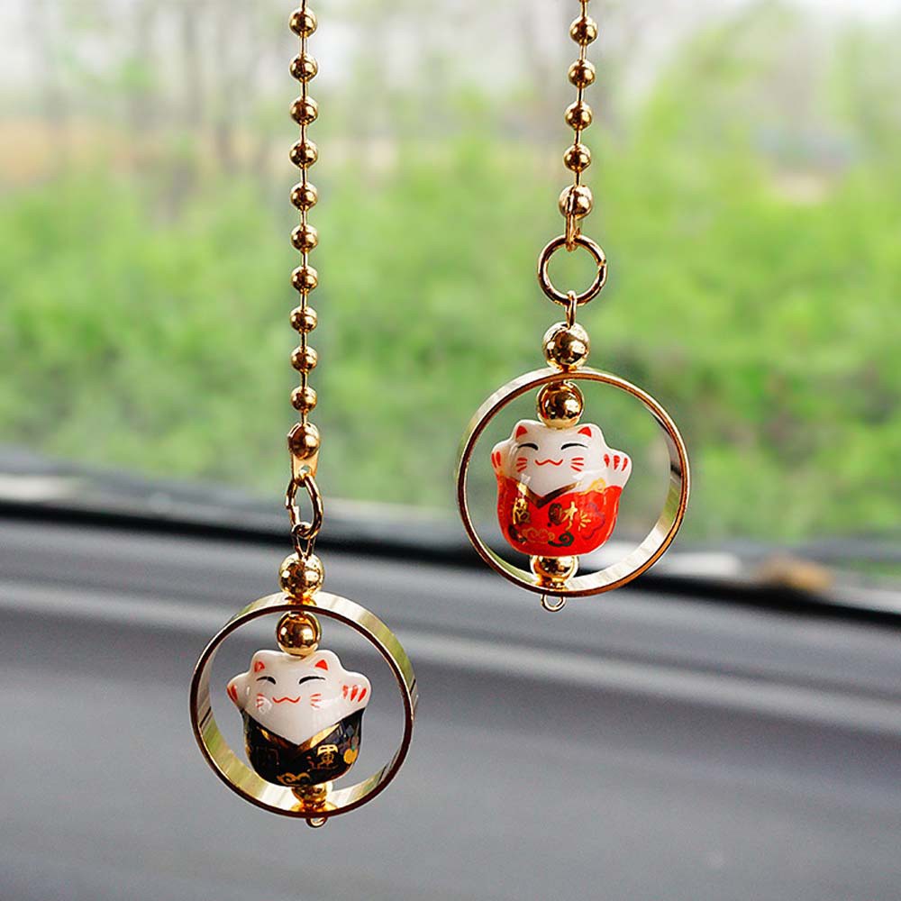 Phụ kiện treo trang trí xe hơi hình mèo may mắn