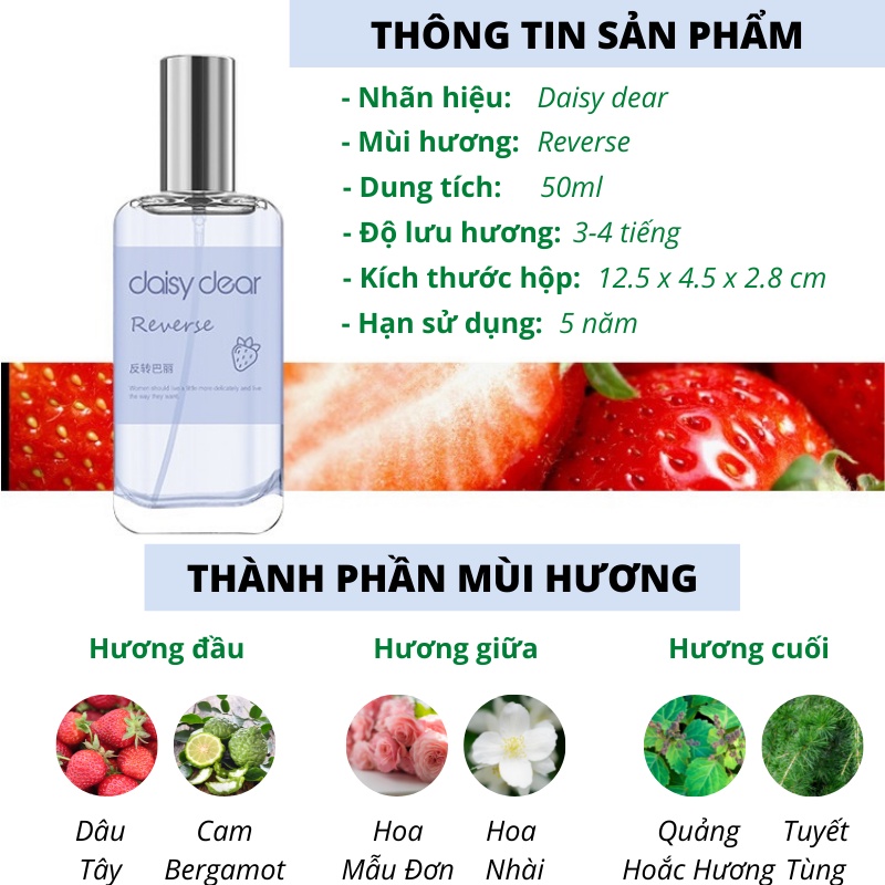 Nước hoa nữ thơm lâu hương hoa thiên nhiên vỏ hộp sang trọng Daisy Dear 50ml